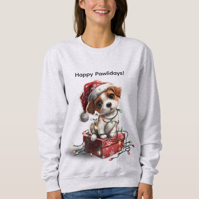 Camiseta Cachorro de Natal Fofo em Caixa de Presente (Frente)
