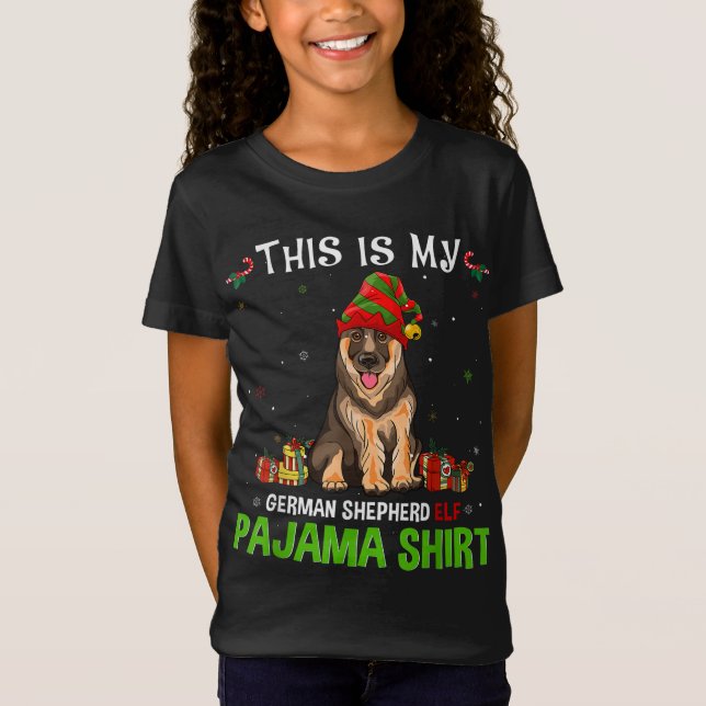 Camiseta Cachorro de Natal german shepherd Elf Cachorro Bon (Frente)