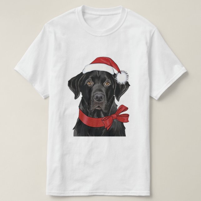 Camiseta Cachorro de Natal no Black Lab (Frente do Design)