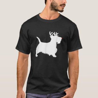 Camiseta Cachorro de Natal Rena de Terrier Escocês Scottie