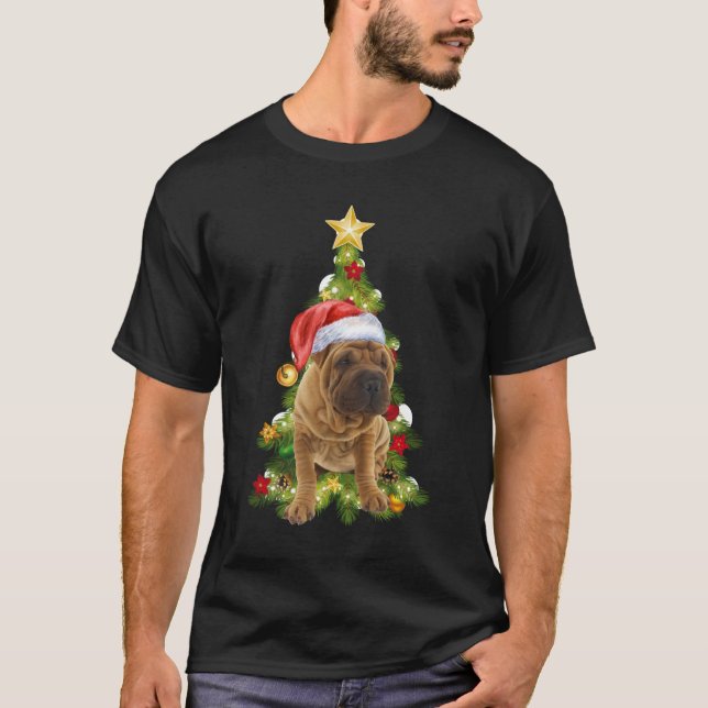 Camiseta Cachorro de Natal Shar Pei, Xmas Shar Pei (Frente)