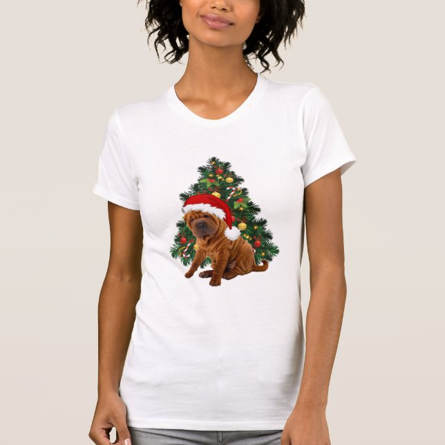 Camiseta Cachorro de Natal Shar Pei, Xmas Shar Pei (Frente)