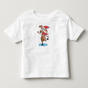 Camiseta Cachorro de Natal Whimsso em Skates de gelo