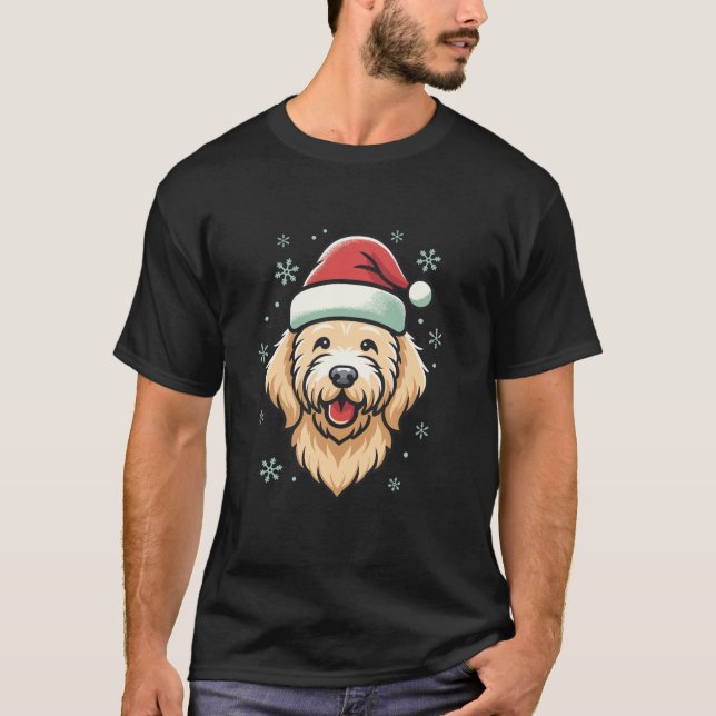 Camiseta Cachorro de Natal Xmas Santa Hat Ouro D (Frente)
