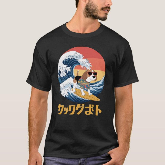 Camiseta Cachorro de Onda Japonês Funny Beagle (Frente)