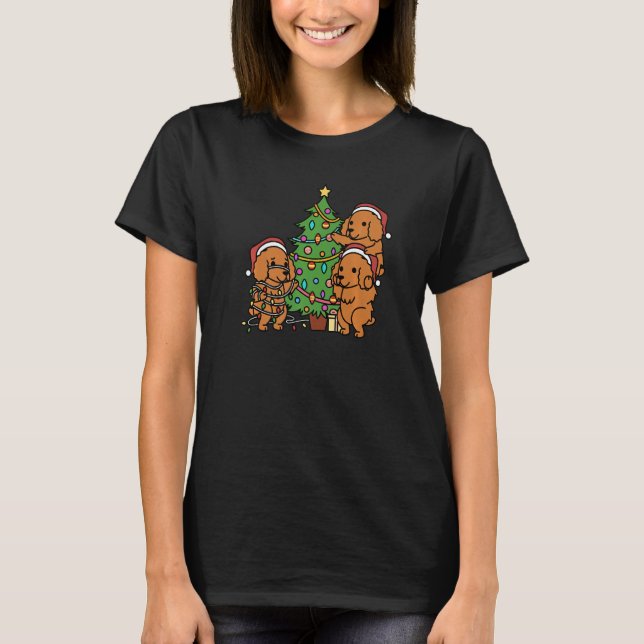 Camiseta Cachorro de Panela de Árvore de Natal (Frente)