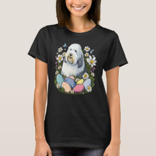 Camiseta Cachorro de Páscoa em Inglês Antigo Sheepdog Bunny