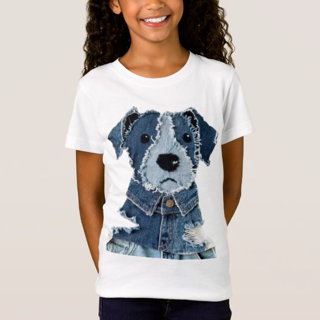 Camiseta Cachorro de Patchwork de Denim (Frente)