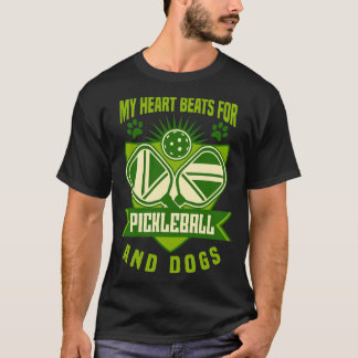 Camiseta Cachorro de Pickleball Meu Coração Late Por Pickle
