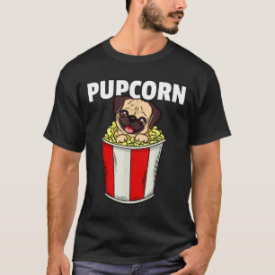 Camiseta Cachorro de Pipoca Pug Milho Homens Mulheres Pupco