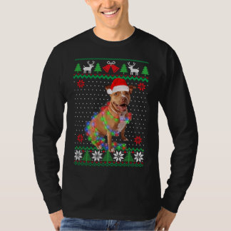 Camiseta Cachorro de Pitbull Cachorro de Natal Cachorro