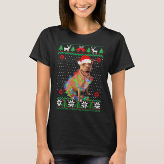 Camiseta Cachorro de Pitbull Cachorro de Natal Cachorro