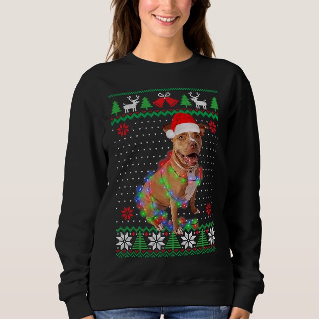 Camiseta Cachorro de Pitbull Cachorro de Natal Cachorro (Frente)