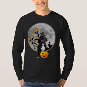 Camiseta Cachorro De Pitbull Com Chapéu De Bruxa No Hallowe