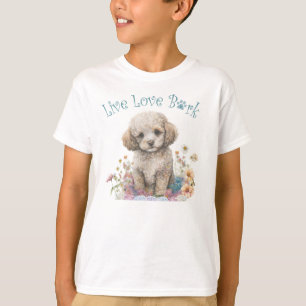 Camiseta Cachorro de Poodle Fofo Floral