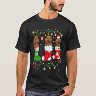 Camiseta Cachorro de Poodle Três Meias De Natal Cachorro De