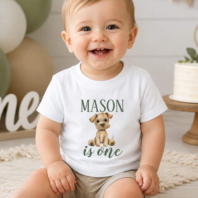 Camiseta Cachorro de Primeiro Aniversário (First Birthday Puppy Dog Baby T-Shirt)