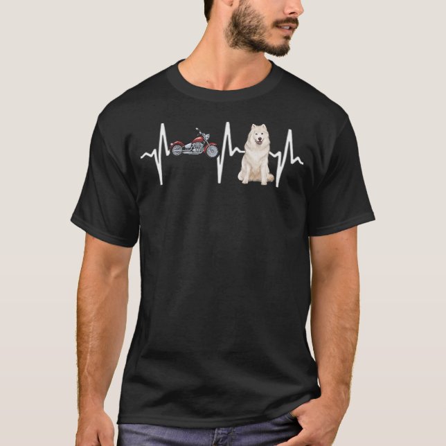 Camiseta Cachorro de Pulsação Samoyed Motorcycle (Frente)