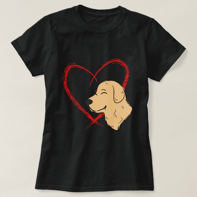 Camiseta Cachorro De Retrier De Ouro Bonito E Engraçado Par (Frente do Design)