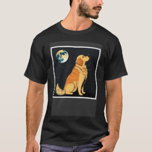 Camiseta Cachorro de Retriever de ouro com Cão de Lua Compl