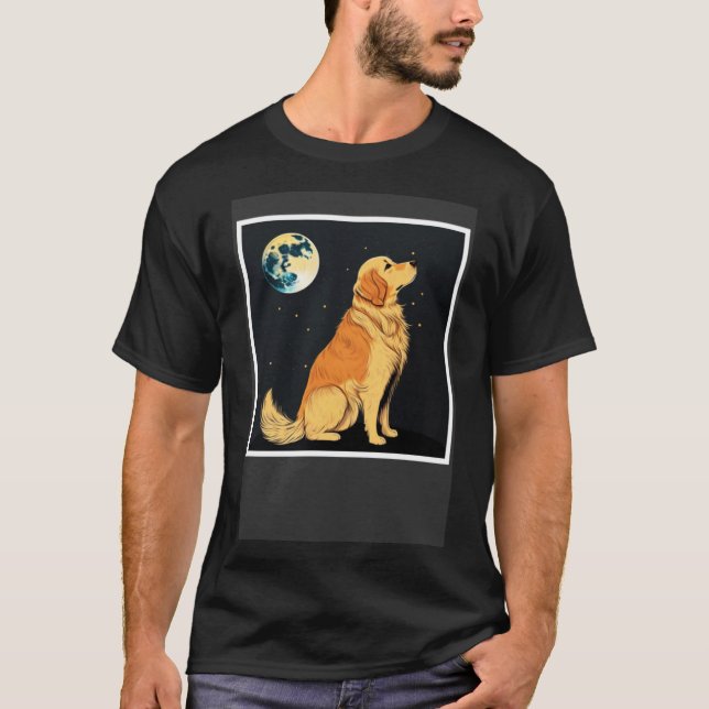 Camiseta Cachorro de Retriever de ouro com Cão de Lua Compl (Frente)