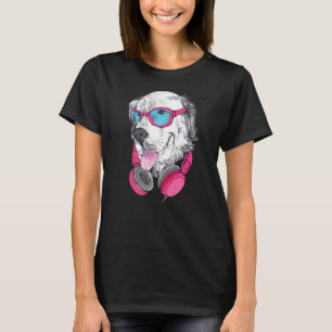 Camiseta Cachorro De Retriever De Ouro Cortado Com Óculos D