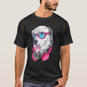 Camiseta Cachorro De Retriever De Ouro Cortado Com Óculos D