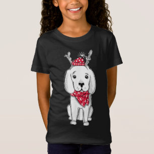 Camiseta Cachorro de roupa de Natal giro com rena