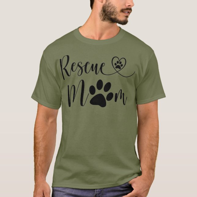 Camiseta Cachorro de Salvamento Gato Cardíaco Mamãe Adorava (Frente)