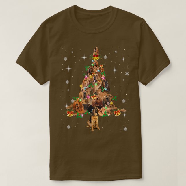 Camiseta Cachorro de Sangue Xmas Tree Lighting Bloodound Ch (Frente do Design)