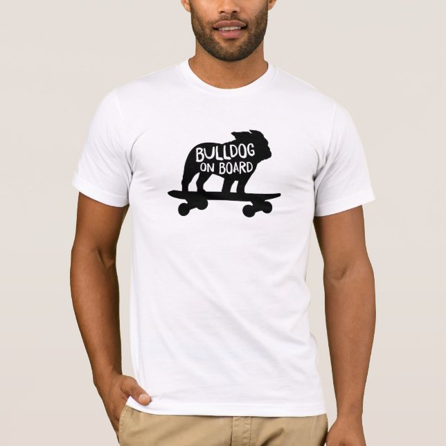 Camiseta Cachorro de skate Silhouette | Bulldog no Conselho (Frente)