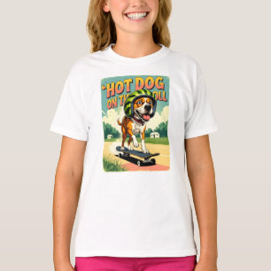 Camiseta Cachorro de Skate Verão Divertido Retro Praia