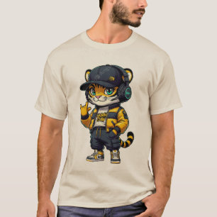 Camiseta Cachorro de Tigre Garra Urbana Gato DJ de Roupas