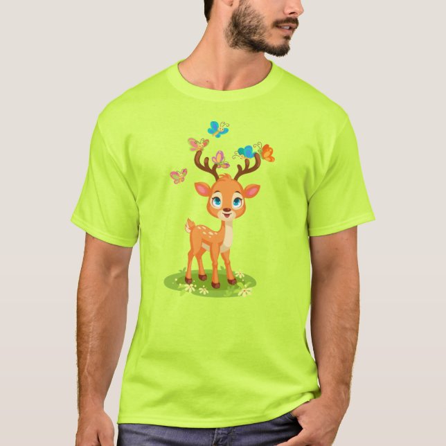 Camiseta Cachorro de veado com borboletas-47568 (Frente)