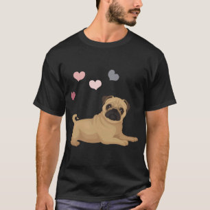 Camiseta Cachorro deitado fofo e corações. para amantes de