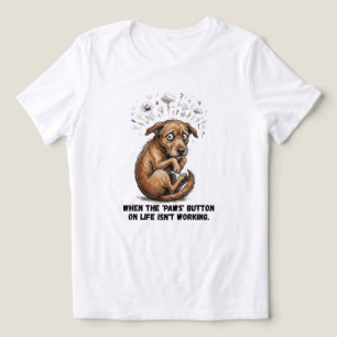 Camiseta Cachorro Desgrenhado Ansioso Quando o Botão das Pa