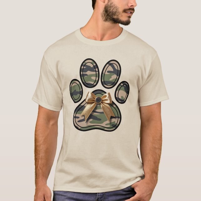 Camiseta Cachorro do Arco de Coquetes de Impressão da Camo  (Frente)