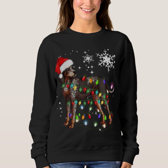 Camiseta Cachorro do Conhound Bluetick Luzes de Natal (Frente)