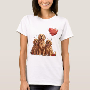 Camiseta Cachorro do dia de os namorados Ouro
