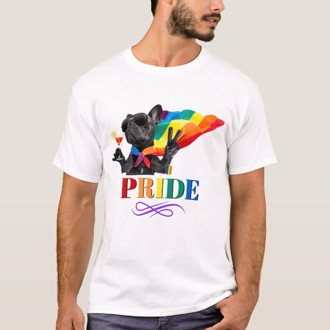 Camiseta Cachorro do Partido do Orgulho no Cabo Arco-íris (Frente)