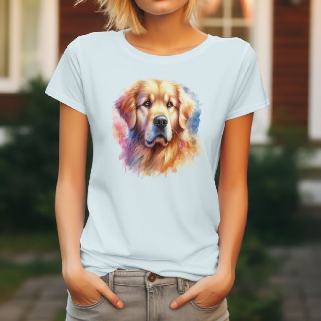 Camiseta Cachorro do Retriever de ouro em Elegância de Aqua (Criador carregado)