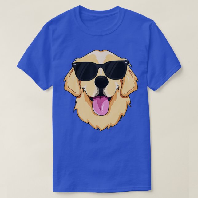 Camiseta Cachorro do Retriever do Ouro legal Vestindo óculo (Frente do Design)