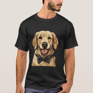 Camiseta Cachorro do Retriever do ouro Vestindo o Arco Cola