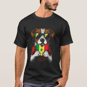Camiseta Cachorro do Senegal Coração Bandeira Senegalense O