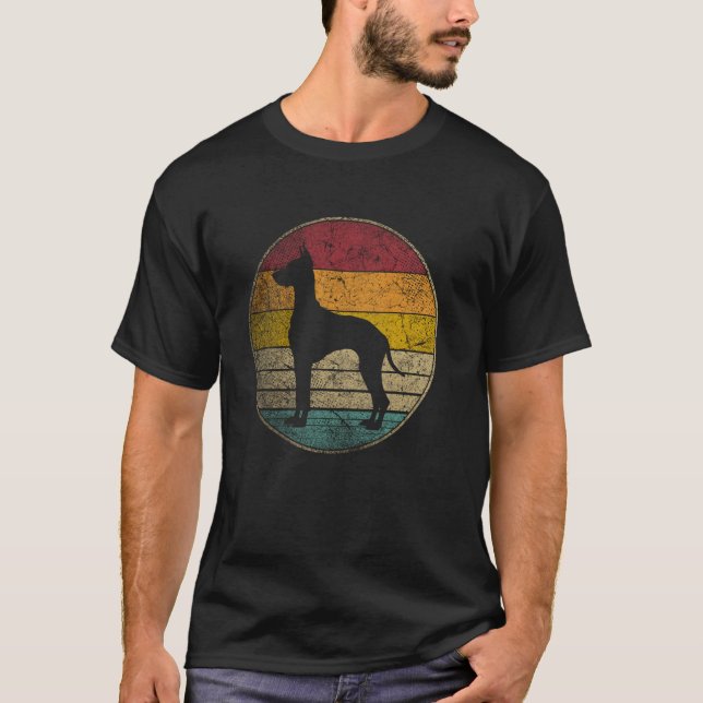 Camiseta Cachorro Doberman da Moda - Silhueta Retro com Efe (Frente)