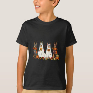 Camiseta Cachorro Doberman Engraçado Fantasma de Outono Fol