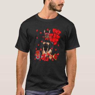 Camiseta Cachorro Doberman Fofo Coração Engraçado Dia dos N