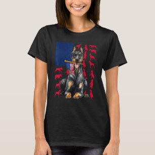 Camiseta Cachorro Doberman Moderno Bandeira Americana Patri