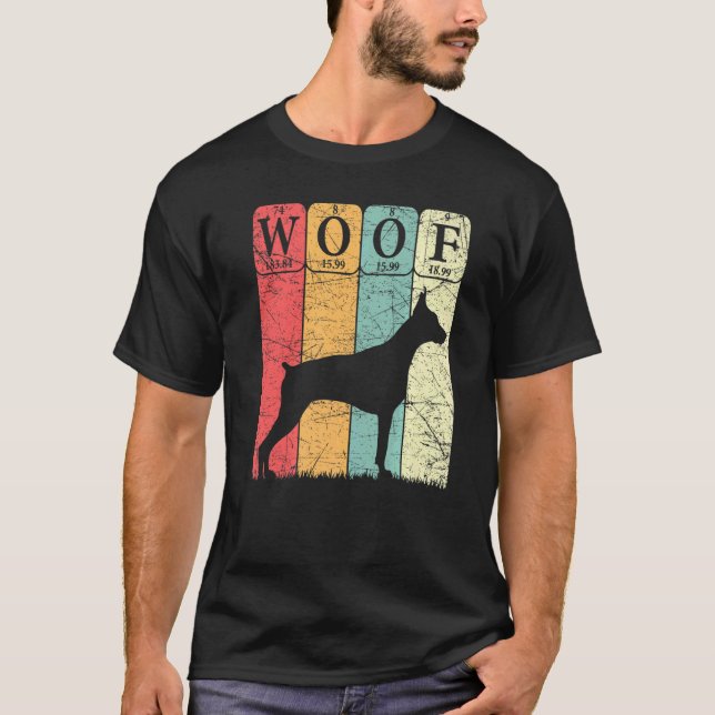 Camiseta Cachorro Doberman Pinscher Elementos da Tabela Per (Frente)