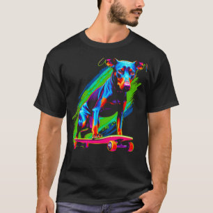 Camiseta Cachorro Doberman Pinscher Skateboard